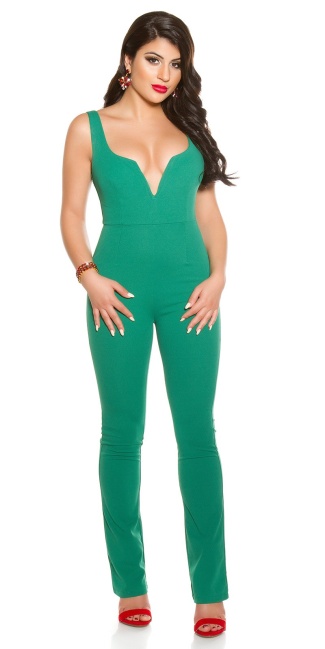 V-Cut jumpsuit Green